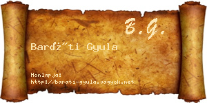 Baráti Gyula névjegykártya